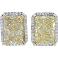 14K White Gold Halo Stud Earrings with Radiant Cut Lab Grown Diamonds - 11.00 Carat Total Diamond Weight