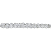 14K White Gold Halo-Style Diamond Bracelet with Milgrain Detailing - 3.00 Carat Total Diamond Weight