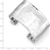 14K White Gold Hammered Polished Cuff Bangle Bracelet - 37mm Wide by Oro Pregiato
