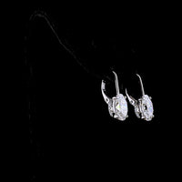 14K White Gold Hanging Drop Earrings with 2.01 Carat Oval Cut Lab Diamonds Each and Round Diamond Accents - 4.16 Carat Total Diamond Weight - Covaloro Fine Jewelry