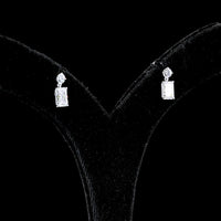 14K White Gold Hanging Drop Earrings with Radiant Cut Lab Diamonds and Brilliant Cut Accents - 1.73 Carats Total Diamond Weight - Covaloro Fine Jewelry