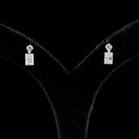 14K White Gold Hanging Drop Earrings with Radiant Cut Lab Diamonds and Brilliant Cut Accents - 1.73 Carats Total Diamond Weight - Covaloro Fine Jewelry