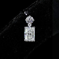 14K White Gold Hanging Drop Earrings with Radiant Cut Lab Diamonds and Brilliant Cut Accents - 1.73 Carats Total Diamond Weight - Covaloro Fine Jewelry