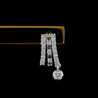 14K White Gold Hanging Drop Earrings with Round Lab-Grown Diamonds and Bezel-Set Dangles - 1.08 Carats Total Diamond Weight - Covaloro Fine Jewelry