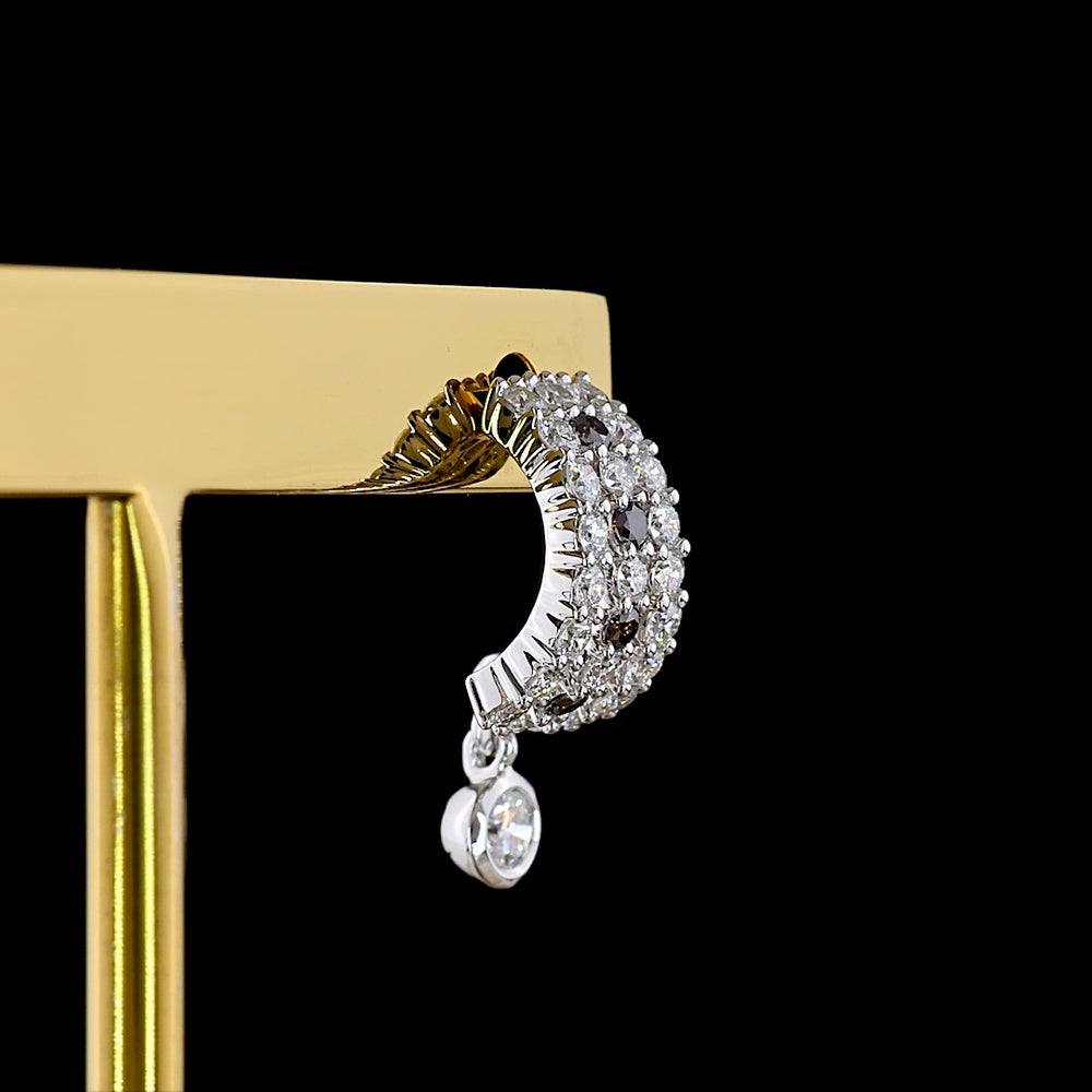 14K White Gold Hanging Drop Earrings with Round Lab-Grown Diamonds and Bezel-Set Dangles - 1.08 Carats Total Diamond Weight - Covaloro Fine Jewelry