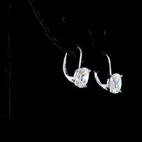 14K White Gold Hanging Earrings with Antique Cushion Cut Lab Diamonds - 4.14 Carat Total Weight, E-F VS1 Clarity - Covaloro Fine Jewelry