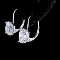 14K White Gold Hanging Earrings with Antique Cushion Cut Lab Diamonds - 4.14 Carat Total Weight, E-F VS1 Clarity - Covaloro Fine Jewelry