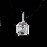 14K White Gold Hanging Earrings with Bezel Set Asscher Cut Lab Diamonds and Brilliant Round Accents - 3.18 Carats Total Diamond Weight - Covaloro Fine Jewelry