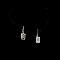 14K White Gold Hanging Earrings with Emerald Cut Lab Diamonds - 2.09 Carat Total Diamond Weight - Covaloro Fine Jewelry