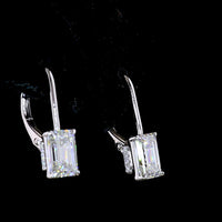 14K White Gold Hanging Earrings with Emerald Cut Lab Diamonds - 2.09 Carat Total Diamond Weight - Covaloro Fine Jewelry