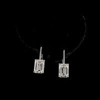 14K White Gold Hanging Earrings with Emerald Cut Lab Diamonds - 4.16 Carats Total Diamond Weight - Covaloro Fine Jewelry