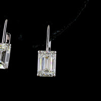 14K White Gold Hanging Earrings with Emerald Cut Lab Diamonds - 4.16 Carats Total Diamond Weight - Covaloro Fine Jewelry