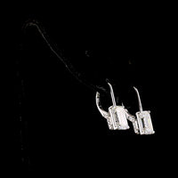 14K White Gold Hanging Earrings with Emerald Cut Lab Diamonds - 4.16 Carats Total Diamond Weight - Covaloro Fine Jewelry