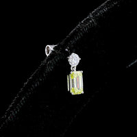 14K White Gold Hanging Earrings with Round Brilliant and Emerald Cut Fancy Vivid Yellow Lab Diamonds - 1.14 Carat Total Weight - Covaloro Fine Jewelry