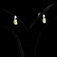 14K White Gold Hanging Earrings with Round Brilliant and Emerald Cut Fancy Vivid Yellow Lab Diamonds - 1.14 Carat Total Weight - Covaloro Fine Jewelry