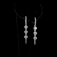14K White Gold Hanging Earrings with Round Brilliant Cut Lab Diamonds - 3.24 Carats Total Diamond Weight - Covaloro Fine Jewelry