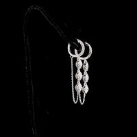 14K White Gold Hanging Earrings with Round Brilliant Cut Lab Diamonds - 3.24 Carats Total Diamond Weight - Covaloro Fine Jewelry