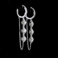 14K White Gold Hanging Earrings with Round Brilliant Cut Lab Diamonds - 3.24 Carats Total Diamond Weight - Covaloro Fine Jewelry