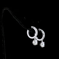 14K White Gold Hanging Hoop Earrings with Cushion Cut Lab Diamonds - 2.64 Carats Total Diamond Weight - Covaloro Fine Jewelry