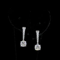 14K White Gold Hanging Hoop Earrings with Cushion Cut Lab Diamonds - 2.64 Carats Total Diamond Weight - Covaloro Fine Jewelry