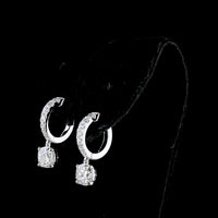 14K White Gold Hanging Hoop Earrings with Cushion Cut Lab Diamonds - 2.64 Carats Total Diamond Weight - Covaloro Fine Jewelry
