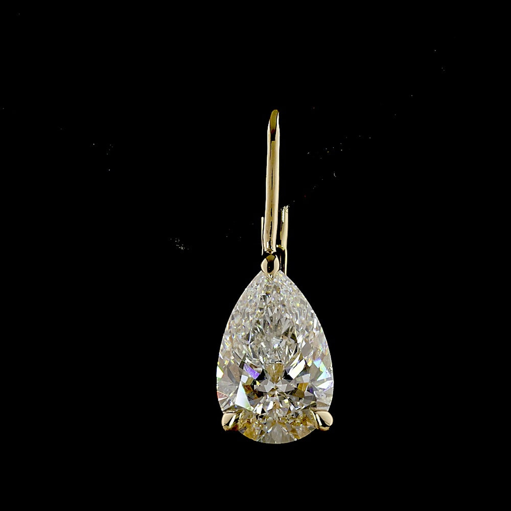 14K White Gold Hanging Pear Shaped Lab Diamond Earrings with Brilliant Cut Accents - 1.56 Carats Total Diamond Weight - Covaloro Fine Jewelry