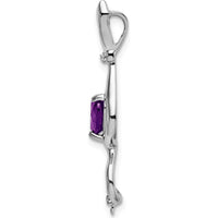 14K White Gold Heart Amethyst and Diamond Cat Pendant - 0.68 Carat Amethyst, 0.02 Carat Diamond by Lumare Gioia