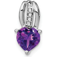 14K White Gold Heart Amethyst Pendant with Diamond Accents - 1.15 Carat Amethyst, 0.025 Carat Diamond by Lumare Gioia