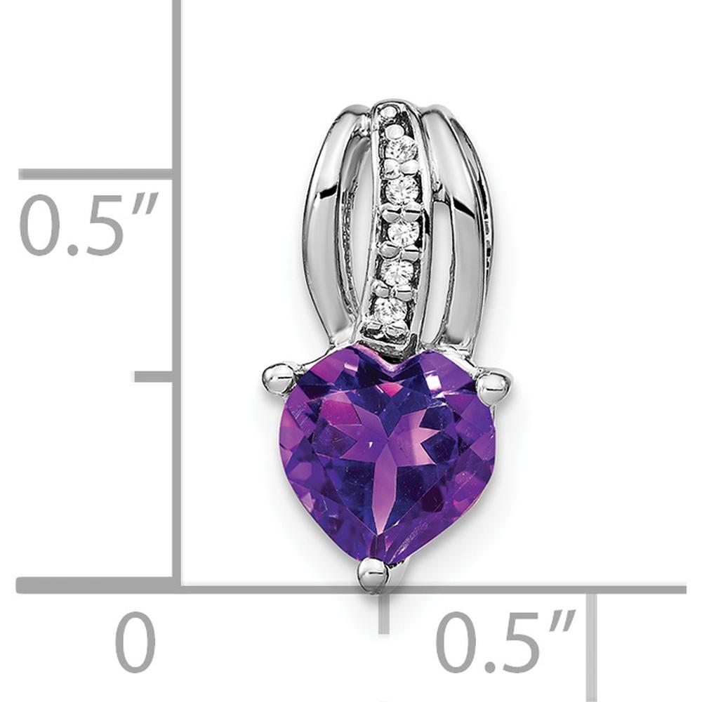 14K White Gold Heart Amethyst Pendant with Diamond Accents - 1.15 Carat Amethyst, 0.025 Carat Diamond by Lumare Gioia