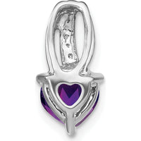 14K White Gold Heart Amethyst Pendant with Diamond Accents - 1.15 Carat Amethyst, 0.025 Carat Diamond by Lumare Gioia