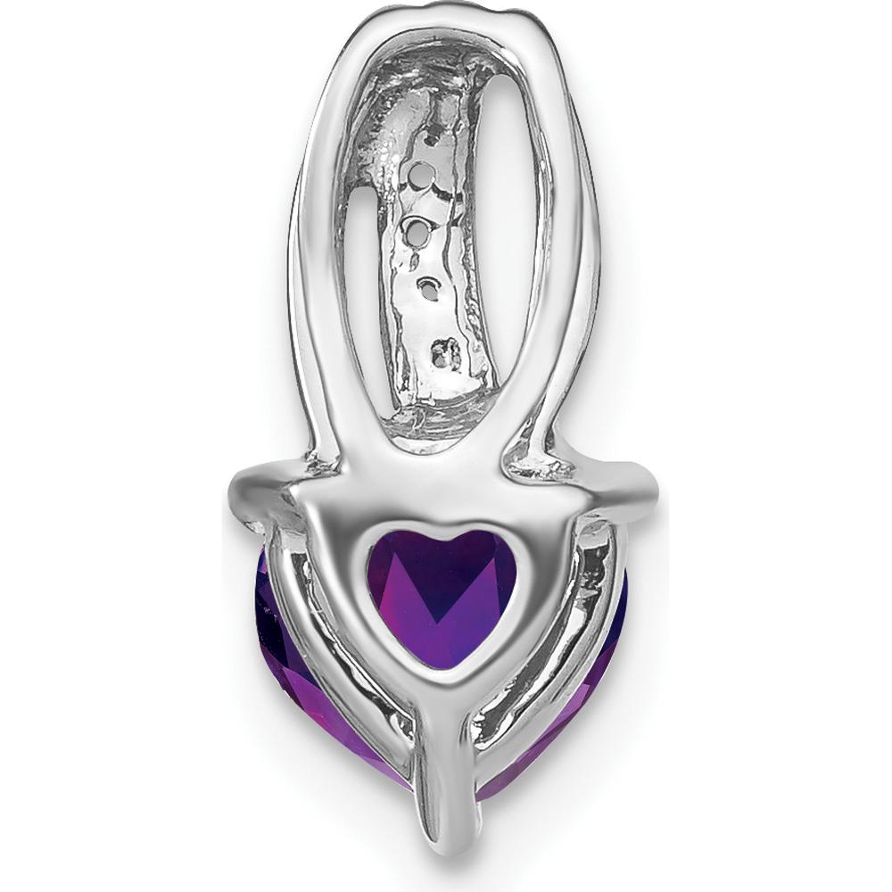 14K White Gold Heart Amethyst Pendant with Diamond Accents - 1.15 Carat Amethyst, 0.025 Carat Diamond by Lumare Gioia