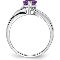 14K White Gold Heart Amethyst Ring with Round Diamond Accents - 0.71 Carat Amethyst and 0.005 Carat Total Diamond Weight by 0