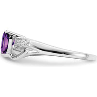 14K White Gold Heart Amethyst Ring with Round Diamond Accents - 0.71 Carat Amethyst and 0.005 Carat Total Diamond Weight by 0