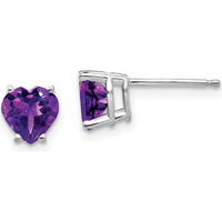 14K White Gold Heart Amethyst Stud Earrings - 0.68 Carat Total Amethyst Weight by Monteluci Fine Jewelry