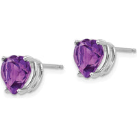 14K White Gold Heart Amethyst Stud Earrings - 1.65 Carat Total Amethyst Weight by Monteluci Fine Jewelry