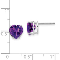 14K White Gold Heart Amethyst Stud Earrings - 1.65 Carat Total Amethyst Weight by Monteluci Fine Jewelry