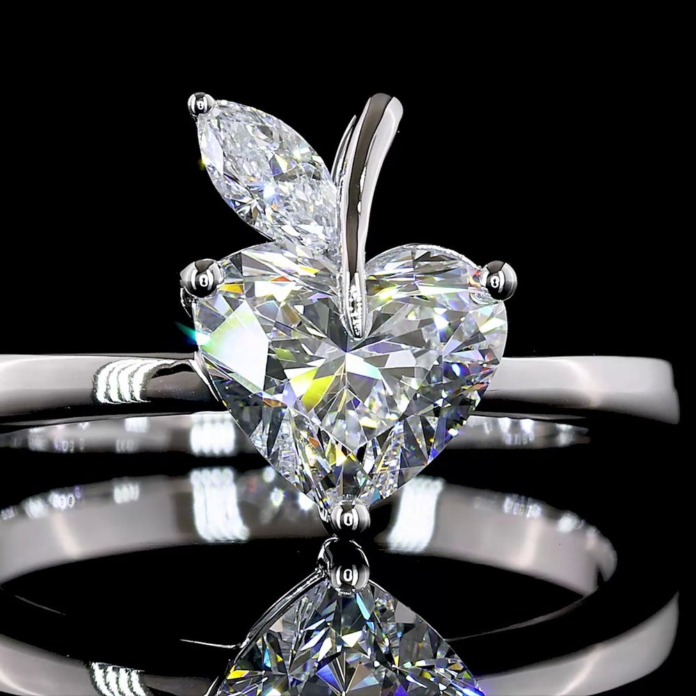 14K White Gold Heart and Marquise Toi et Moi Ring with E VS1 Lab Diamonds - 1.33 Carat Total Weight - Covaloro Fine Jewelry