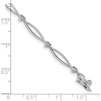 14K White Gold Heart and Oval Link Bracelet with 0.03 Carats Total Round Diamonds by Monteluci Fine Jewelry
