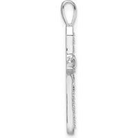 14K White Gold Heart Cross Pendant with Round-Cut Diamonds - 0.14 Carat Total Diamond Weight by Oro Pregiato