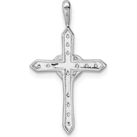 14K White Gold Heart Cross Pendant with Round-Cut Diamonds - 0.14 Carat Total Diamond Weight by Oro Pregiato