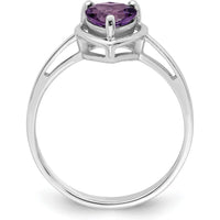 14K White Gold Heart Cut Amethyst Ring with 6mm Natural Gemstone - 0.68 Carat Total Weight by Monteluci Fine Jewelry