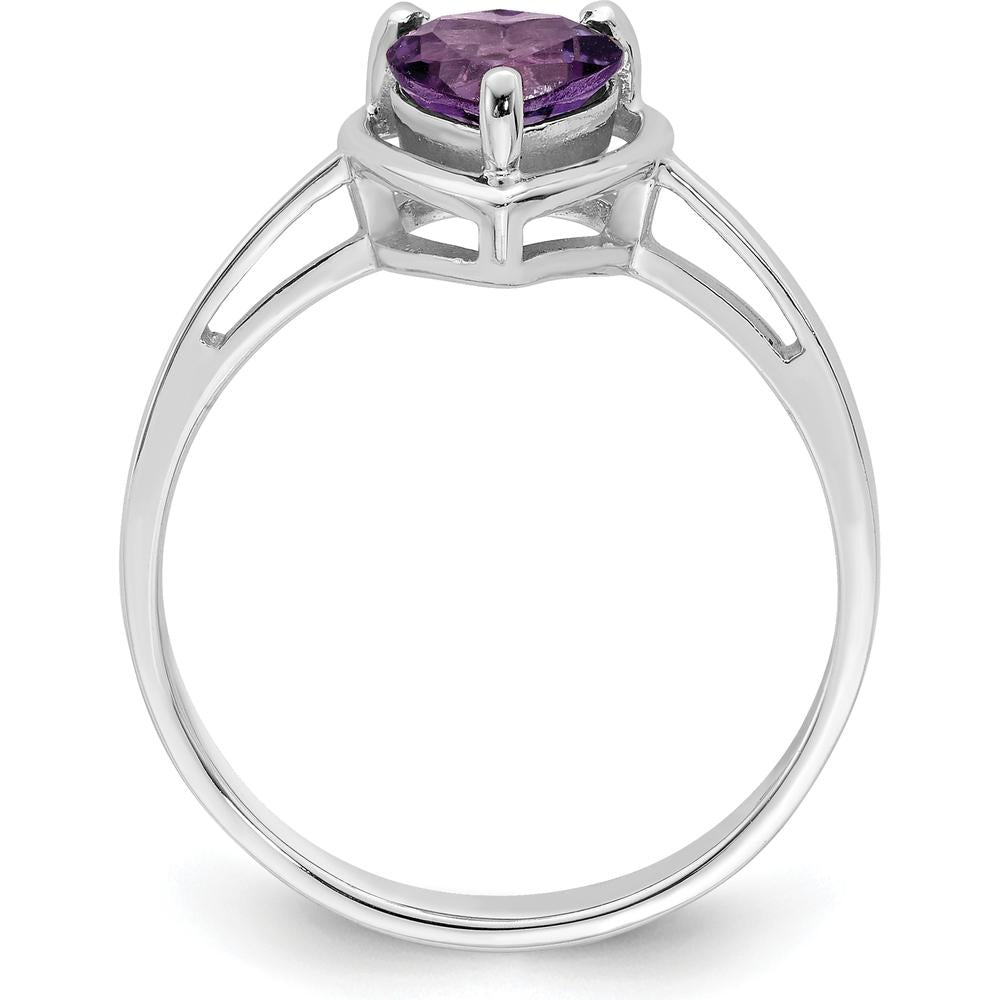 14K White Gold Heart Cut Amethyst Ring with 6mm Natural Gemstone - 0.68 Carat Total Weight by Monteluci Fine Jewelry
