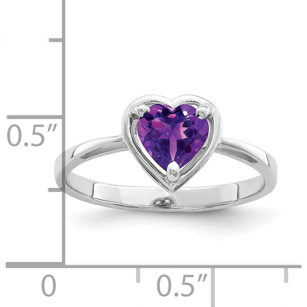 14K White Gold Heart Cut Amethyst Ring with 6mm Natural Gemstone - 0.68 Carat Total Weight by Monteluci Fine Jewelry