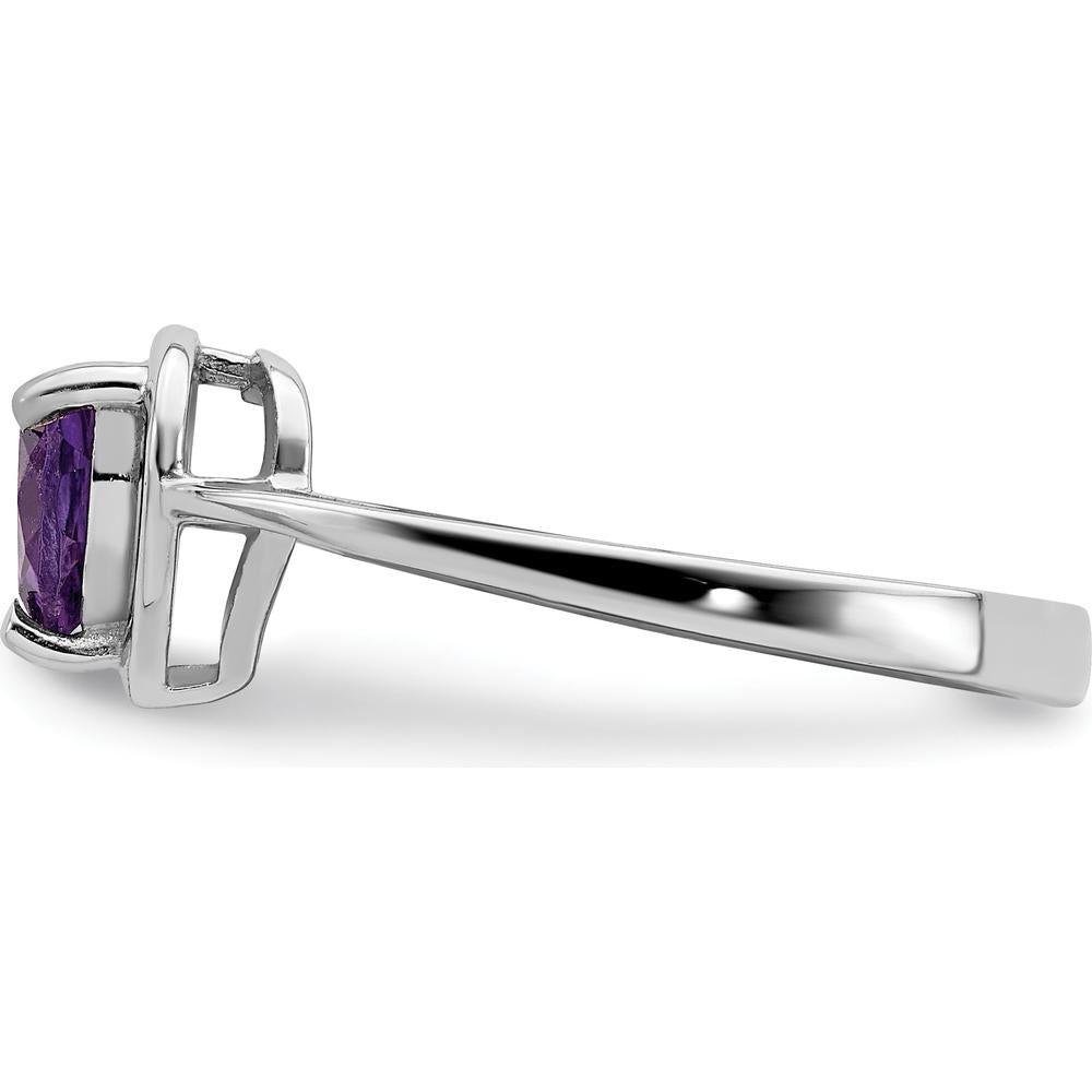 14K White Gold Heart Cut Amethyst Ring with 6mm Natural Gemstone - 0.68 Carat Total Weight by Monteluci Fine Jewelry