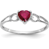 14K White Gold Heart-Cut Ruby Ring with Open-Heart Shoulders - 0.55 Carat Natural Ruby by Oro Pregiato