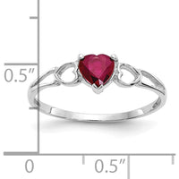 14K White Gold Heart-Cut Ruby Ring with Open-Heart Shoulders - 0.55 Carat Natural Ruby by Oro Pregiato