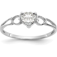 14K White Gold Heart-Cut White Topaz Ring - 0.55 Carat Natural Gemstone by Oro Pregiato