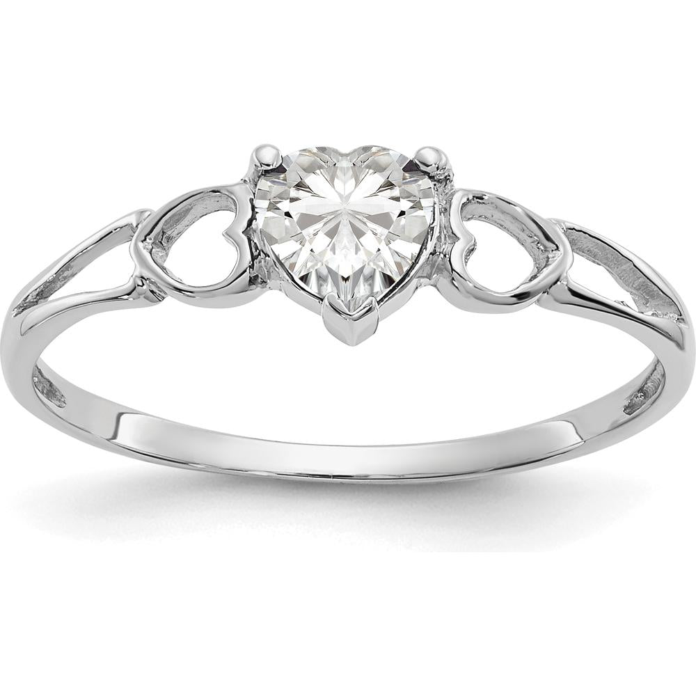 14K White Gold Heart-Cut White Topaz Ring - 0.55 Carat Natural Gemstone by Oro Pregiato