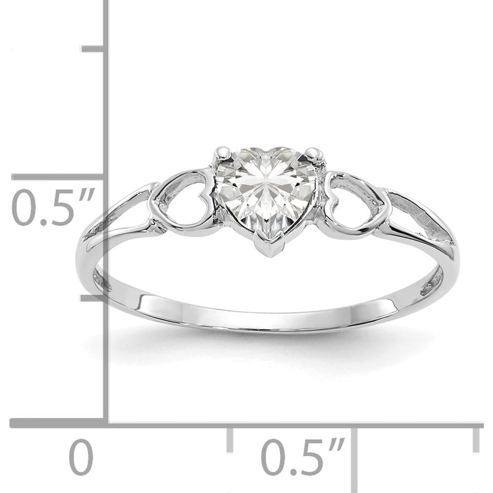 14K White Gold Heart-Cut White Topaz Ring - 0.55 Carat Natural Gemstone by Oro Pregiato