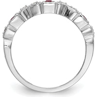 14K White Gold Heart Design Band with 0.12 Carat Princess-Cut Rubies and 0.09 Carat Round Diamonds by 0